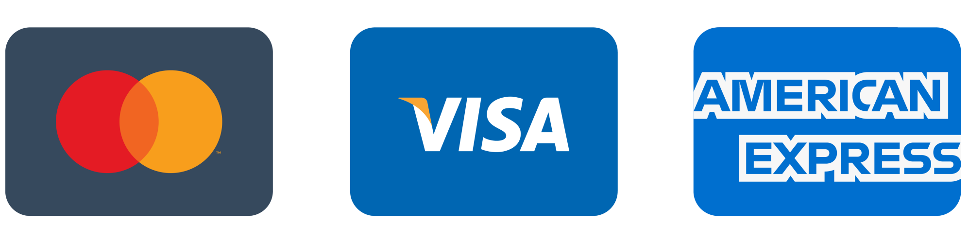 Visa, Mastercard, Amex